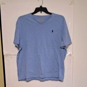 A Polo By Ralph Lauren Men's T-Shirt Blue Pony V-Neck Casual Size XL